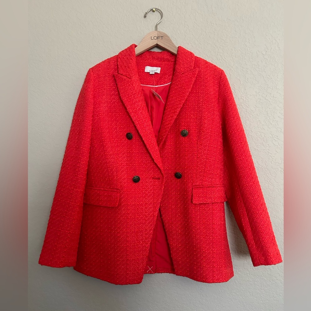 NWT Loft tweed coral-red blazer size 4